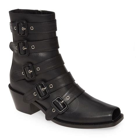 Burberry Ladies Black Albertina Buckled Detail Ankle Boots